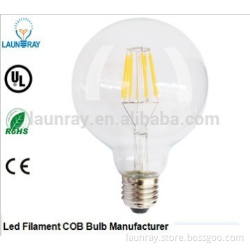 G125 Led filament Dimmable Warm White 6W bulb E26 UL listed 6W Bulb